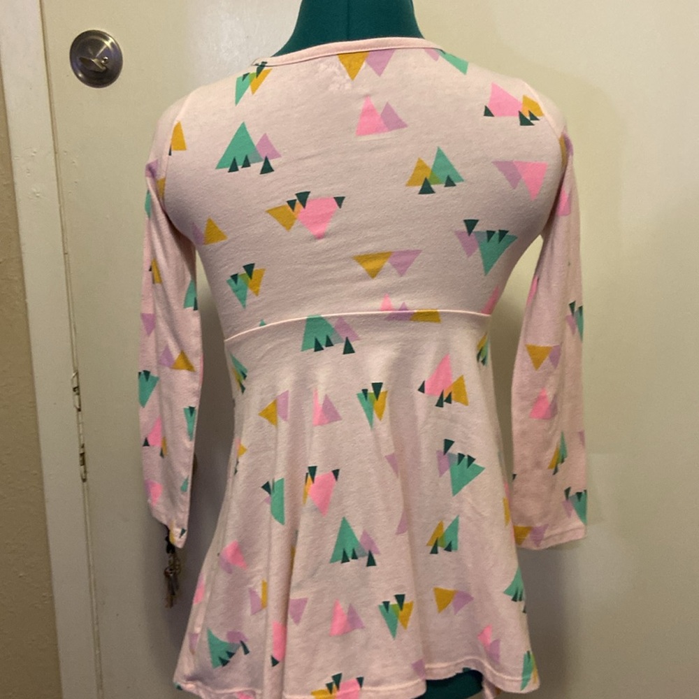 Cat & Jack Soft Pink Dress Med (7/8) long sleeve colored tree design nice. - Picture 5 of 7